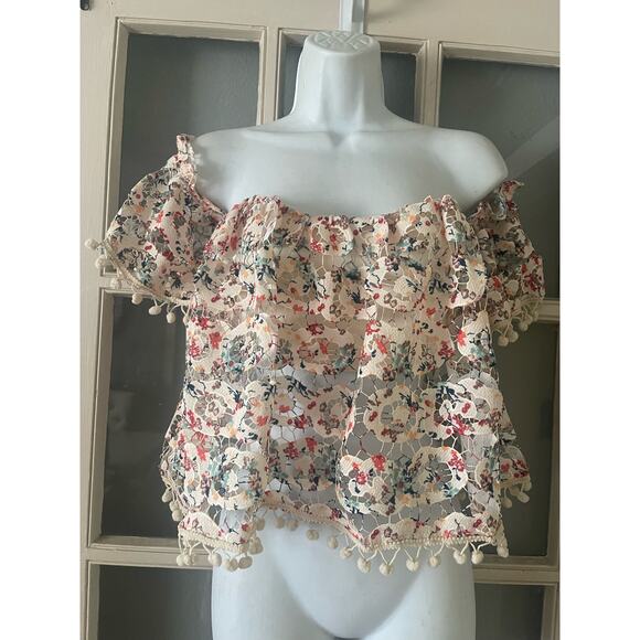 Tularosa Amelia Crop‎ Lace off the shoulders Top - Picture 3 of 6